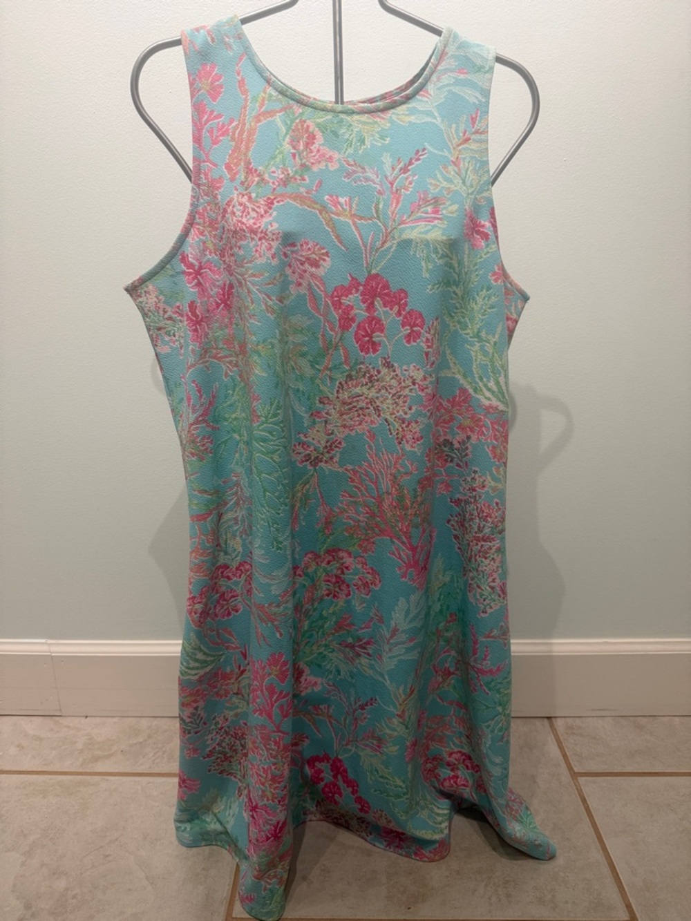 Pappagallo Sea Life Coral Printed Dress with vibrant turquoise and pink print
